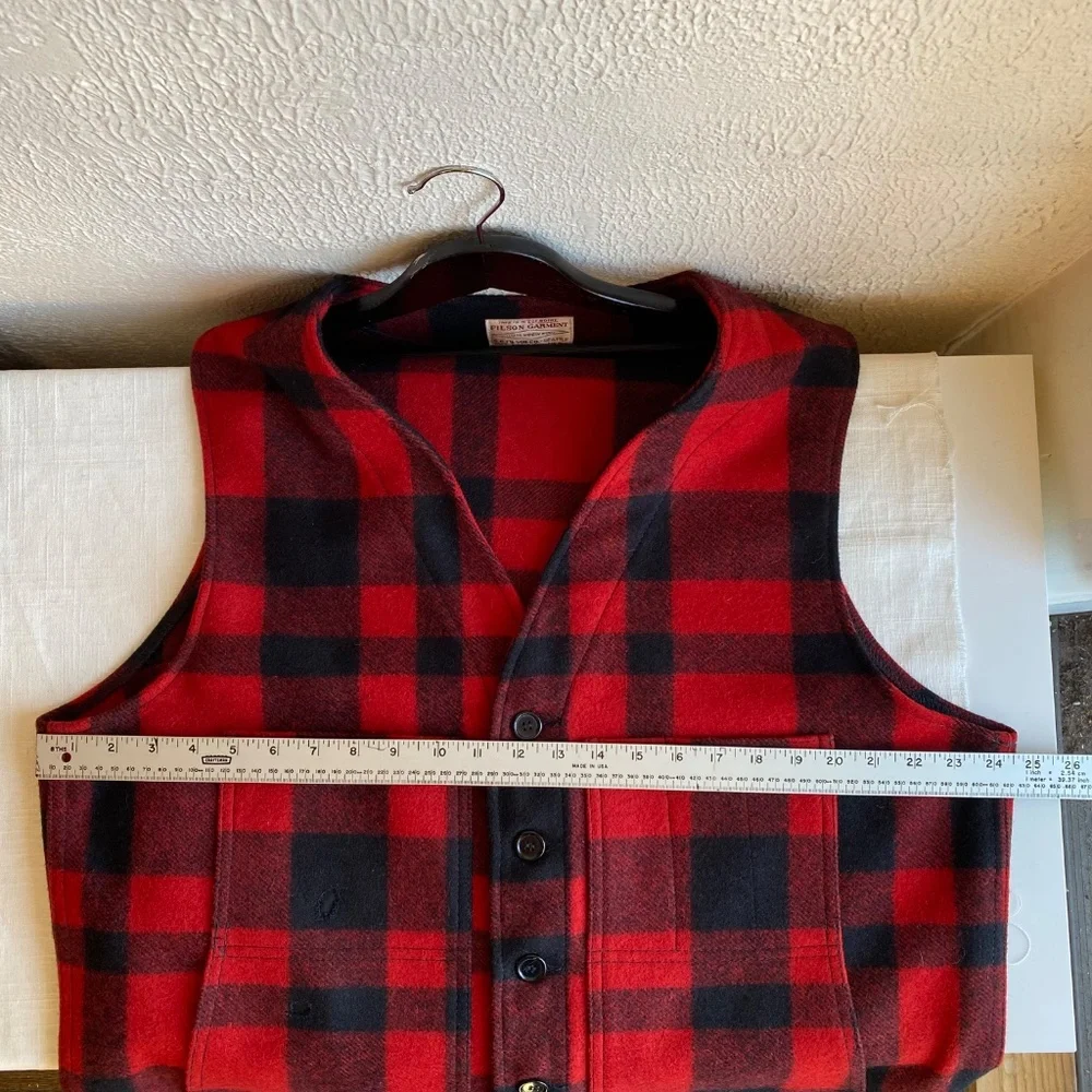 Mens Filson 100% wool Mackinaw red and black vest Size XL - Picture 4 of 11